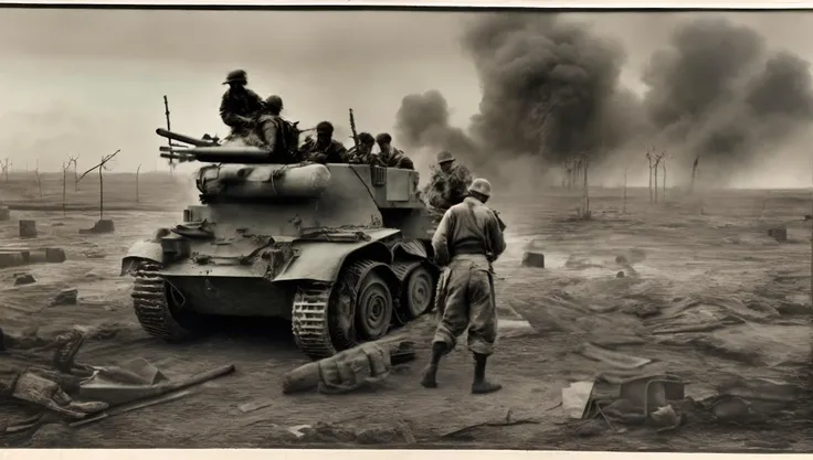 wide-shot, action, war photography of (TwinRealms:1), (wwone:1) "A soldier's face reflects the haunting reality of war", "The aftermath of a bombing, captured in a single frame", "Civilians flee from the destruction of their city", "The fear and desperation of a war-torn society", "The scars of war etched into the landscape"