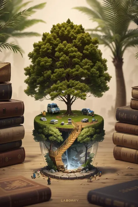 a miniature, Chris LaBrooy, detailed illustration, microverse_creator <lora:microverse_creator:0.65>,tree,river,