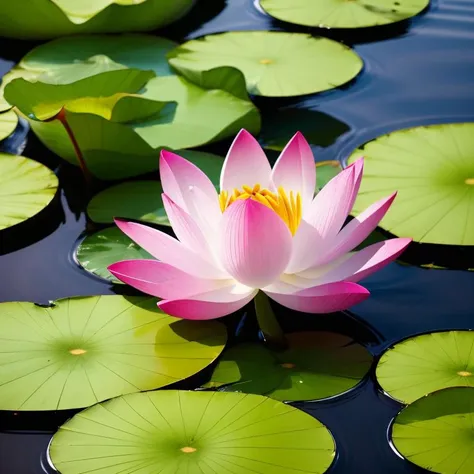 (8k, best quality, highres:1.2),Colorful lotus flower floating in water with floral around on simple background,hd,50mm photograph,sharp,sharpened,hd,