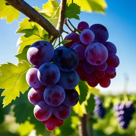 (8k, best quality, highres:1.2),Grape on the tree realism,hd,50mm photograph,sharp,sharpened,hd,