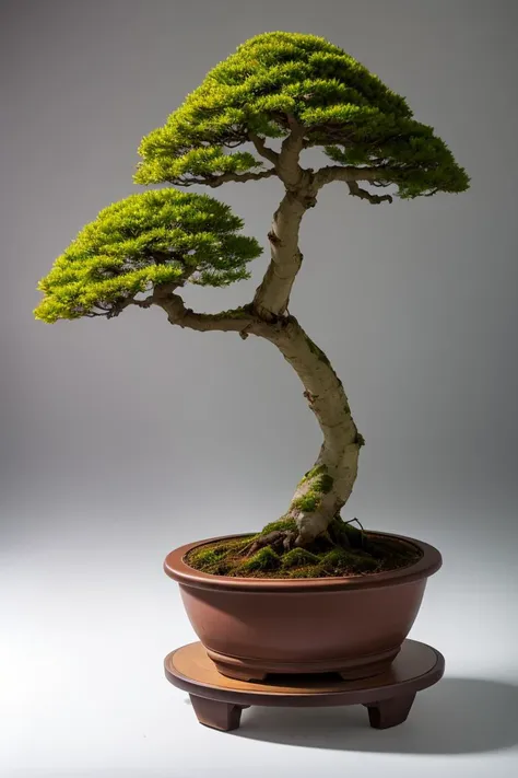 A bonsai tree,realistic,photography,photographic studio lighting,photographed by a Phase One camera,details in hdr sharpness,hyperfocus,8K,ultra realistic,clean background,