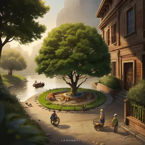 a miniature,Chris LaBrooy,detailed illustration,microverse_creator,<lora:microverse_creator:0.65>,tree,river,