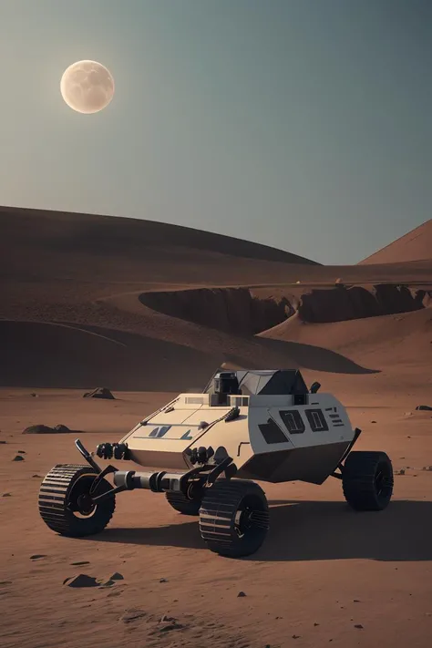3D product render , futuristic  lunar rover, finely detailed, purism, ue 5,minimalism, octane render, 4k,barren planets