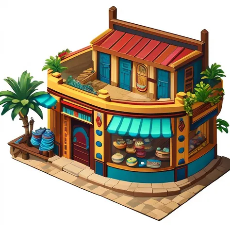 <lora:Isometric_Setting:0.7> ((masterpiece,best quality)), absurdres , Isometric_Setting, tropical, shop,