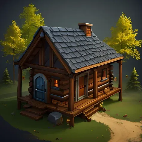 <lora:Isometric_Setting:0.7>Isometric_Setting, dark fantasy, wood cabin, 2 floors, forest on the background, 4k, 8k, high details