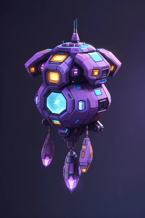 little purple spaceship, blue background, windows <lora:CuteSpaceships:0.8> galaxy background, sharp focus, UHD, octane render,