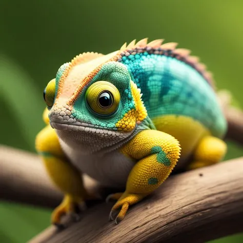 masterpiece, high quality ,<lora:fat:0.5> Chameleon, bokeh background, <lora:add_detail:0.2>