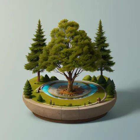 a miniature,Chris LaBrooy,detailed illustration,microverse_creator,<lora:microverse_creator:0.65>,tree,river,