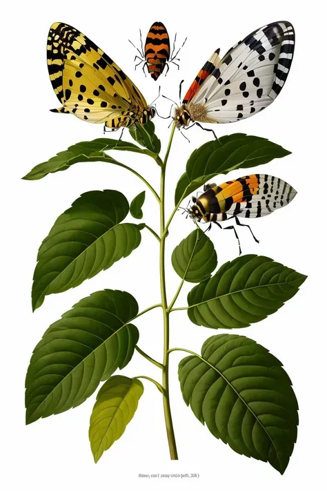 (8k, RAW photo, best quality, masterpiece:1.2),botanicart,multiple insects,bug,leaves,representation of a biome,<lora:Botanic:0.85>,(simple background:1.2,white background:1.3),