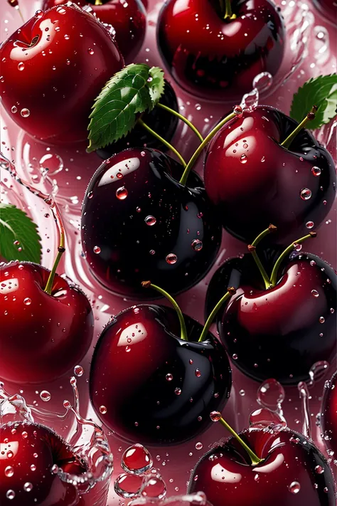 many cherries,best quality,sharp focus,OBJECT,NO HUMANS,SOLO FOCUS,ITEMS,OBJECT,NO HUMANS,SOLO FOCUS,ITEMS,high quality,colorful,8k,highly detailed,masterpiece,<lora:water splashingV2.0:1>,