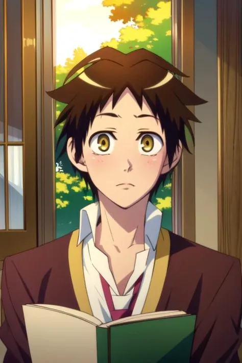 (best quality:1.1), (masterpiece:1.4), sketch, looking at viewer, , , ligne claire, , 1boy, solo, male focus, <lora:asahi_kuromine:0.88>, asahi_kuromine, brown hair, yellow eyes, short hair, , Narnia: A land of talking animals and magical creatures, ruled by Aslan the lion, 32k resolution