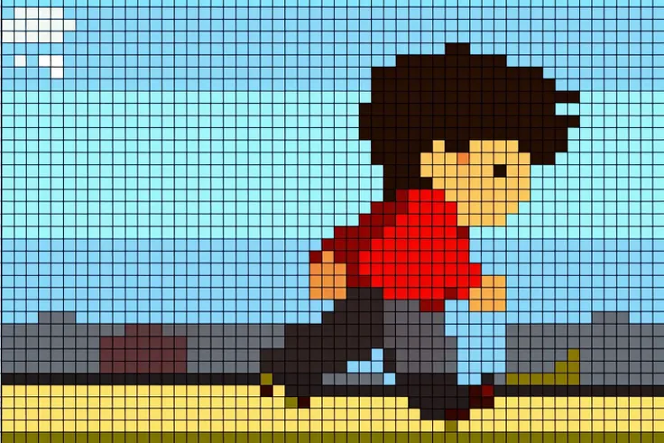 from side,boy,chibi,running <lora:pixelatedv2:1>