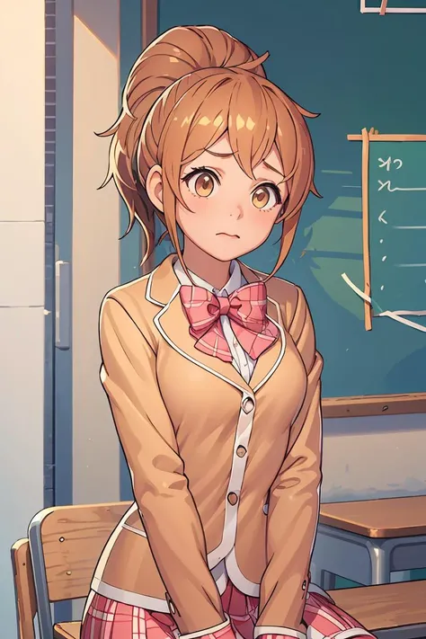 (masterpiece, best quality), 1girl,   <lora:mbgm_minori_v1:1> gm-minori-1, school uniform, ponytail, bowtie