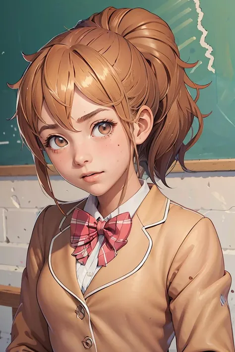 Chica de anime con un gran pecho en uniforme escolar, Una colegiala hiperrealista, Colegiala realista, Colegiala hiperrealista, Ecchi, kantai collection style, Hanayamata, small curvy , Anime CG arte suave, OPPAI, linda colegiala, Marin Kitagawa Fanart, Makoto Shinka, Anime Moe Artstyle, Colegiala