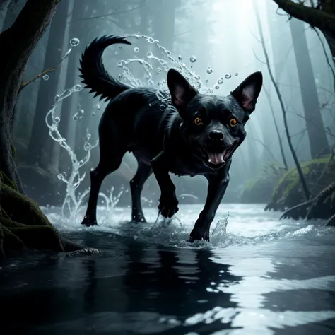 ((realistic)), <lora:UnsettlingImages:0.7>, UnsettlingImages, water, creepy, found footage, dark, night, close up of a monster dog running through the water, monster, masterpiece, raw, 8k, film still, cinematic, Film-like, insanely detailed, volumetric lighting,