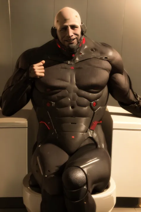 masterpiece, best quality, highest quality, highly detailed,
beautiful, intricate details, absurdres,
realistic, photorealistic, 8K,
1boy, mgrsundowner, bald, android, cyborg, grin, manly, muscular,
(middle finger:1.2), fuck you,
looking at viewer,
sitting,
BREAK
bathroom, toilet,
BREAK
sketch,
BREAK
<lora:sundowner_LoKr_v1-01-000015:1>