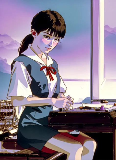 ( (8k:1.27), best quality, masterpiece, ultra highres:1.2) Photo of Pretty Japanese woman (beautiful:1.1),elegant, fantasy, detailed, ometric by greg rutkowski and alphonse mucha, gradient lighting ,
1girl,solo,upper body,(eva school uniform:1.3),
<lora:eva_school_uniform:1.2>,