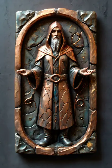 <lora:artfullyENGRAVED_SDXL_V1:0.7>,wizard,oracle,formation,rocks,t ablet,wand,casting spell,textured copper filigree inlays,intricate,very detailed,, (masterpiece, best quality, high quality, highres, ultra-detailed),
