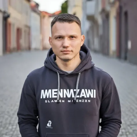 <lora:SlawomirMentzenXL:1> professional photo of slawomir mentzen man, 4k, hoodie