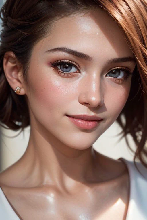 (masterpiece:1.2), (best quality:1.2), film grain, high contrast, colors and shapes, ultra sharp, 8k,((high resolution)), ((shiny skin:1.2)), (((close-up:1.6)),(( face portrait)), smiling videly, (photorealistic:1.3), (diffused soft lighting, ((( instagramm fashion model ))), deep malt color skin, <lora:Tanlines05:0.8>, <lora:skin_tone_slider_v1:1.4>, <lora:GodPussy1 v4:0.15>, <lora:add_detail:0.6>, <lora:hourglassv01:0.7