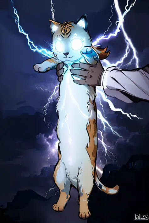 (masterpiece, best quality:1.2), animal focus, animal, chibi, IncrsLcmSolo, cat, IncrsLowTier, electricity, glowing eyes <lora:LongcatMemeSolo:1> <lora:LowTierMeme:1>