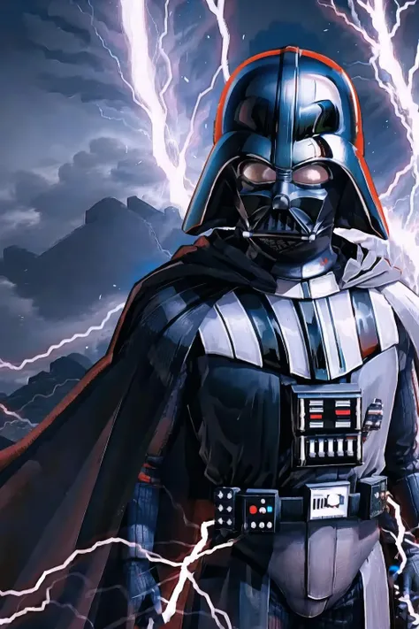 incrslowtier, <lora:LowTierMeme:1>, electricity, darth vader, Black_outfit,hood, hood_up, darth vader helmet,cape,armor, shoulder armor, <lora:Char_Sigmas_DarthVader:0.7>