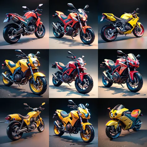 (best quality), 8k,c4d, a cute motorcycle toy, clean background, black background<lora:C4D TOY:1>