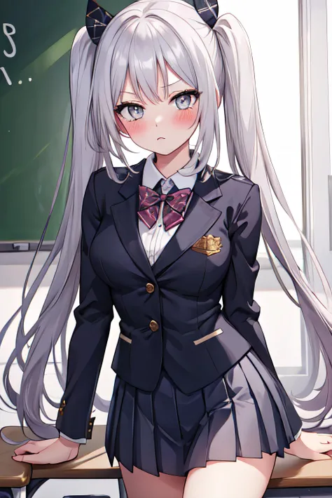 (Masterpiece、Highest quality、Very detailed、4K)、One Woman、Super short skirt、No panties、(Alice Sakayanagi)、((Characters from Welcome to the Classroom of the Elite))