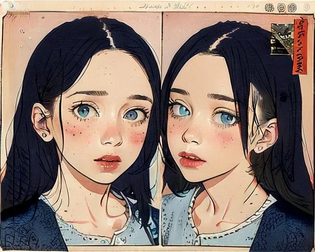 (detailed face, detailed eyes, clear skin, clear eyes), photography, (photorealistic:1.4), detailed skin, 8k, highly detailed, depth of field, blurry, indoors, lips, cheek-to-cheek, (freckles:0.4),  (2girls:1.5), multiple girls, looking at viewer, depth of field, 28 years old, blurry background, heads together, parted lips, (dirty Acne on forehead:0.8), (long sleeves:1.1) , <lora:1850s_style_v1:1>