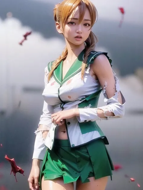 (realistic, photorealistic:1.4),
<lora:miyamoto_rei_v1.3:1.0>,
1girl, serafuku, green sailor collar, white shirt, green skirt, thighhighs, ponytail,high-waist skirt  (torn clothes, torn shirt, torn skirt,:1.2) blood, school, rooftop, blood splatter, open mouth, angry,
(ulzzang-6500-v1.1:0.8), pureerosface_v1, <lora:koreanDollLikeness_v15:0.2>, masterpiece, best quality, highly detailed