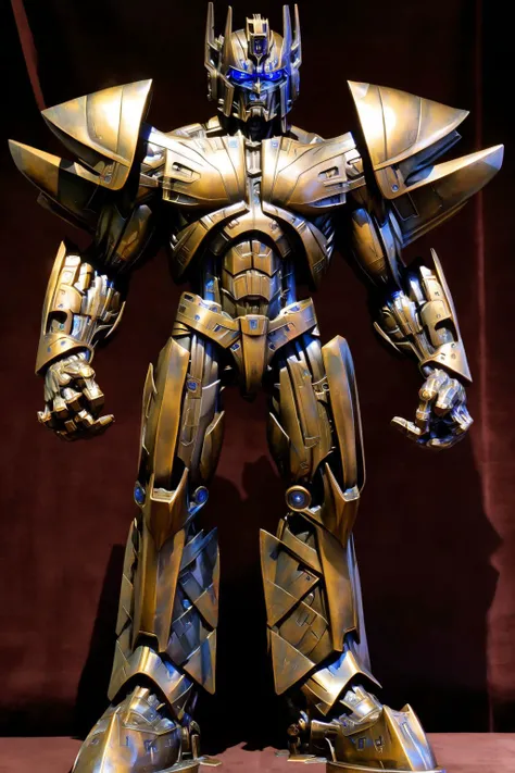 <lora:szukalski:0.8>,szukalski bronze sculpture Optimus Prime,standing,looking at viewer,solo,full body,, (masterpiece, best quality, high quality, highres, ultra-detailed),
