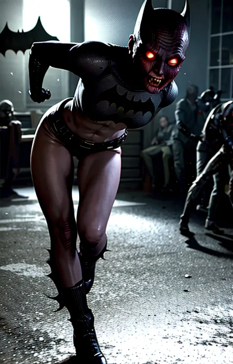 main character not zombie batman<lora:zombie_v1.3:1.1> 1girl, multiple boys, (zombie), (zombie batman:1.4), night, dark, scared, :o, shadow, night sky, backlighting, fleeing, motion, torn clothes, full body, depth of field, running towards viewer, horror, grabbing, shorts, perspective, (realistic:1.4), (pureerosface_v1:0.7) <lora:koreanDollLikeness_v15:0.2>, masterpiece, best quality, highly detailed