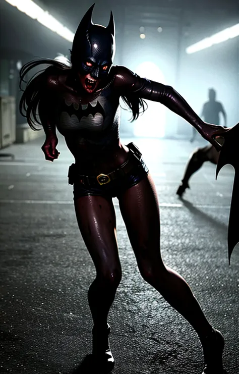 main character not zombie batman<lora:zombie_v1.3:1.1> 1girl, multiple boys, (zombie), (zombie batman:1.4), night, dark, scared, :o, shadow, night sky, backlighting, fleeing, motion, torn clothes, full body, depth of field, running towards viewer, horror, grabbing, shorts, perspective, (realistic:1.4), (pureerosface_v1:0.7) <lora:koreanDollLikeness_v15:0.2>, masterpiece, best quality, highly detailed