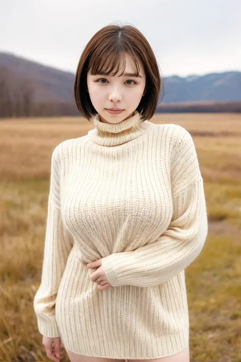 1girl, rihoshishido_jav, breasts, short hair, brown hair, blush,
wearing turtleneck dress, outdoors,
detailed body, attractive body, perfect human body,
looking at viewer, shot using canon DSLR,
(ultimate quality, masterpiece, highres:1.0), realistic:1.0, photorealistic, <lora:JAV_riho_shishido_v1_epoch_12:0.8>