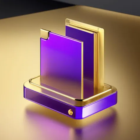 Violet|gold folder icon,many details, octane render, transparent glass texture,frosted glass, transparent technology sense, industrial design, gold background, studio lighting, sunshine, flat, minimal, quasi-object, axisymmetric, blender, C4D, best quality, 4k, <lora:090401-000004:0.7>