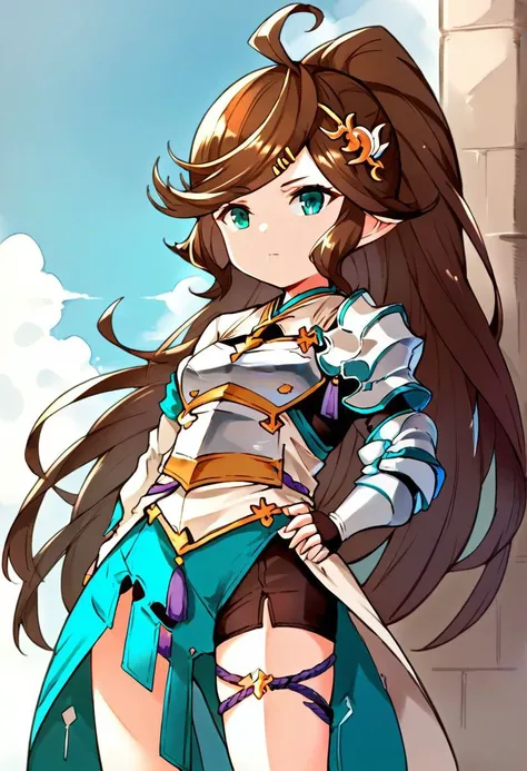 score_9, score_8_up, score_7_up, best quality, uncensored, source_anime, intricate details, high quality, perfect anatomy, BREAK
1girl, solo, gbf-polaris, harvin, brown hair, ponytail, green eyes, hair ornaments, armor, thigh boots, gbf-polaris outfit,
dutch angle, standing, Stoic, Expressionless face with a neutral mouth and a neutral gaze., outdoors,
<lora:sdxl_lightning_8step_lora:1> <lora:gbf-polaris_XL(pony):1>