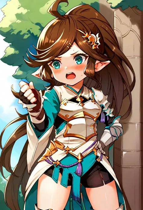 score_9, score_8_up, score_7_up, best quality, uncensored, source_anime, intricate details, high quality, perfect anatomy, BREAK
1girl, solo, gbf-polaris, harvin, brown hair, ponytail, green eyes, hair ornaments, armor, thigh boots, gbf-polaris outfit,
pantyshot, standing, Fearful, Wide-open eyes, a furrowed brow, and a slightly open mouth., outdoors,
<lora:sdxl_lightning_8step_lora:1> <lora:gbf-polaris_XL(pony):1>