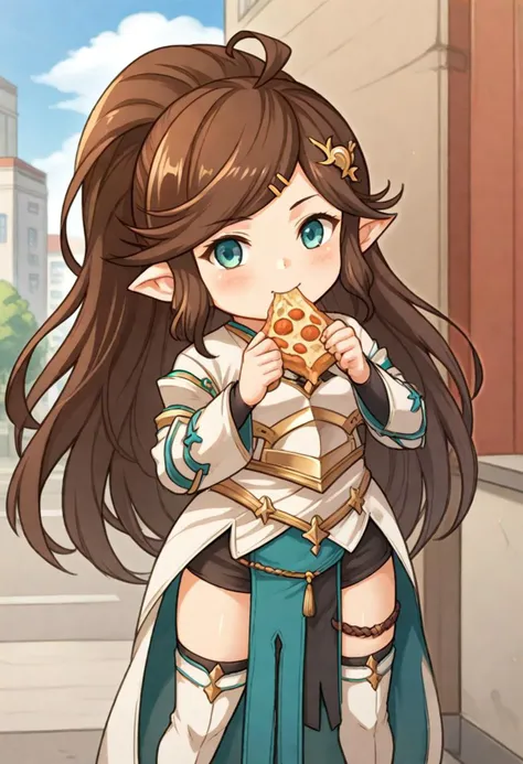 <lora:Hyper-SDXL-8steps-lora:1><lora:Fixhands_anime_bdsqlsz_V1:1>zPDXL2, score_9, score_8_up, score_7_up, source_anime, intricate details, perfect anatomy BREAK
1girl, solo, chibi, gbf-polaris, harvin, brown hair, ponytail, green eyes, hair ornaments, armor, thigh boots, gbf-polaris outfit,
eating pizza,
outdoors, city, tokyo, japan,
<lora:gbf-polaris_XL(pony)v11:1>
