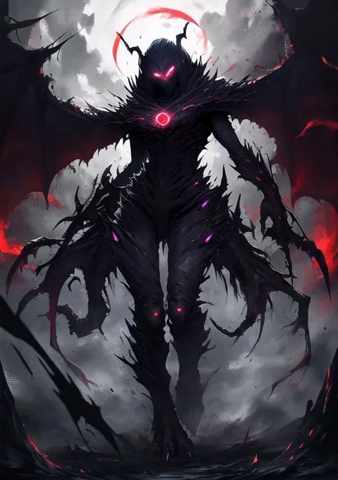best quality, masterpiece, highres, detailed, perfect anatomy, <lora:Style - add_detail:0.2>, shadeMC, shadow, extra eyes, possessed, glowing, monster, shademon, <lyco:ShadeCorruption:0.8>,