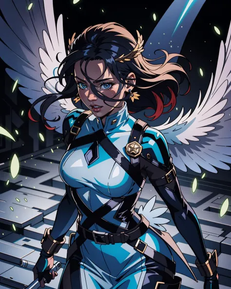 jflw,an animation of a woman in a white dress with a gold belt and wings on her head and her hair in her hand, stanley artgerm lau, a detailed animation, fantasy art, feathered wings, from above, 
masterpiece, best quality, High dynamic range, vivid, rich details, clear shadows and highlights, realistic, intense, enhanced contrast, highly detailed   <lora:backlight_slider_v10:-1>, digital art, <lora:PAseer-SD15-LCM Quick:1>