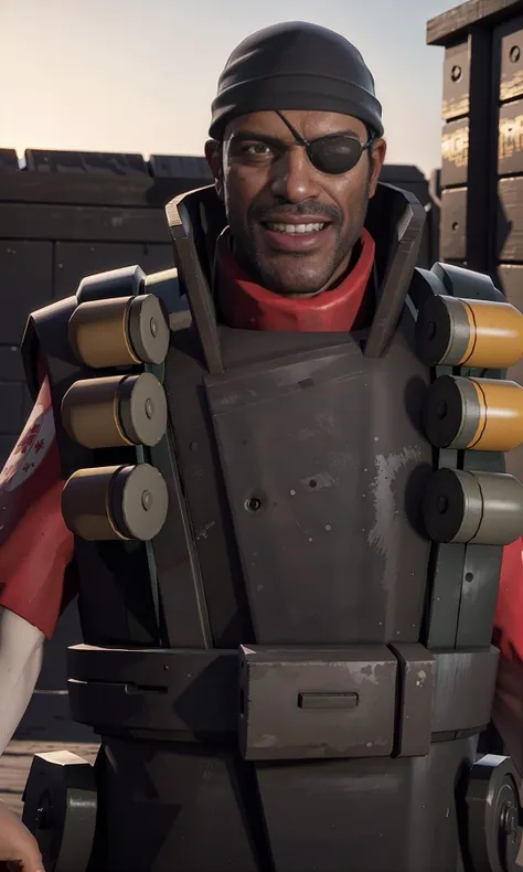 (best quality, masterpiece:1.2), (realistic, photo realistic:1.3), UHD, high detail color photo, extremely detailed CG unity 8k wallpaper, sharp focus, (realistic skin), perfect anatomy, perfect hands, (cinematic lighting),
redteam, eyepatch, beanie, vest, looking at viewer, front view, smiling, <lora:demomanlorav1:0.8>