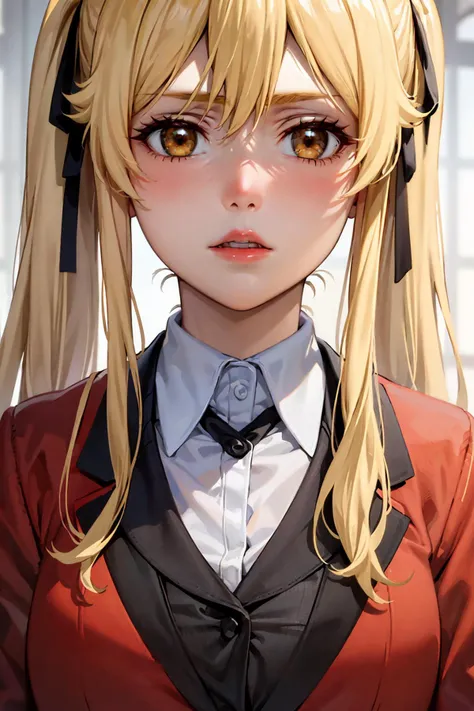 (best quality:1.1), (masterpiece:1.4), (absurdres:1.0), close up, portrait,
1girl, saotome mary , red school uniform, twintails, blonde hair, black skirt, looking at viewer,
<lora:Kizuki - Kakegurui Saotomi Mary LoRA:0.75>
