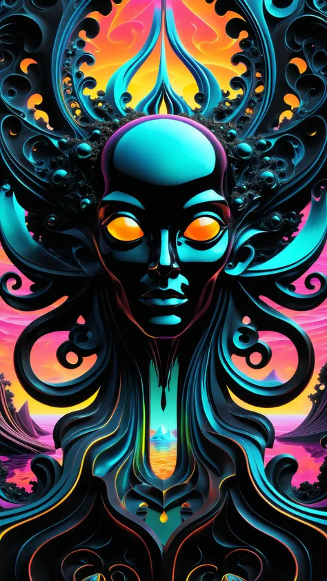 [ alien_god|occultist] in the style of artgerm, fractal, comic style,3D model, mythical seascape, negative space, space quixotic dreams, temporal hallucination, psychedelic, mystical, intricate details, very bright neon colors, (vantablack background:1.5), pointellism, pareidolia, melting, symbolism, very high contrast, chiaroscuro <lora:alien_god-10:0.6> <lora:DonMCyb3rN3cr0XL-000009:0.6>