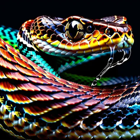 Colorful ink cascaded the canvas,forming rattlesnake eye,photo,studio lighting,hyperrealistic,big depth of field,concept art,colors,hyperdetailed,hyperrealistic,(big depth of field),(moody lighting),(ambient light),((cinematic)),