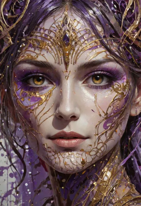 (best quality,8k,highres,masterpiece:1.2),ultra-detailed,(realistic,photorealistic,photo-realistic:1.37),clown girl,beautiful detailed eyes,beautiful detailed lips,extremely detailed eyes and face,longeyelashes,purple hair,facing the sunset,Eastern art style,Arabic art,portrait inspired by Magali Villeneuve,evil and creepy character,picture of a sinister and beautiful clown girl,epic fantasy portrait art,lavish and menacing face,extremely detailed face of an evil clown girl,flat artist Magali Villeneuve