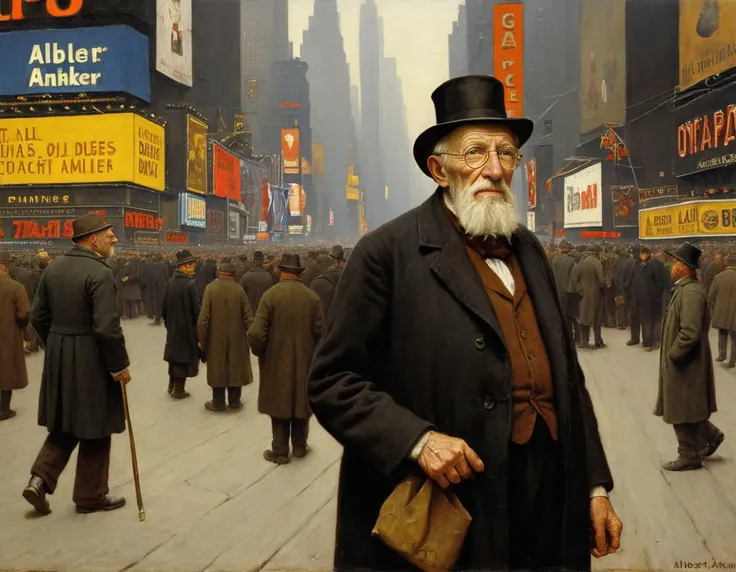 grandpa at times square, Albert Anker oil painting