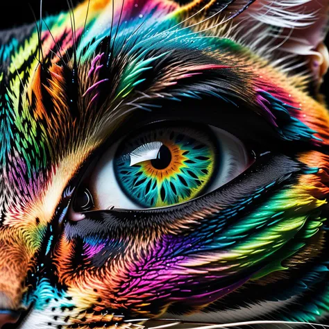 Colorful ink cascaded the canvas,forming cat eye,photo,studio lighting,hyperrealistic,big depth of field,concept art,colors,hyperdetailed,hyperrealistic,(big depth of field),(moody lighting),(ambient light),((cinematic)),