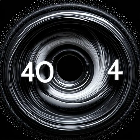 ("404" text logo:1.7), white, black, black, glowing, spiraling (accretion (disk):1.3), (black hole), getting sucked into a black hole, uhd, 8k, smooth, high quality, time dilation, plain, tesseract <lora:Harrlogos_v2.0:1.3>