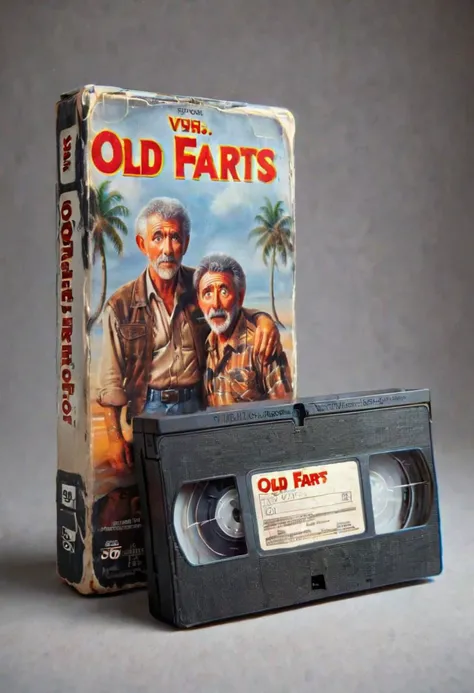 <lora:VHS_package:0.8> vhs tape, a called "Old Farts" - old retired men from Florida arguing about politics