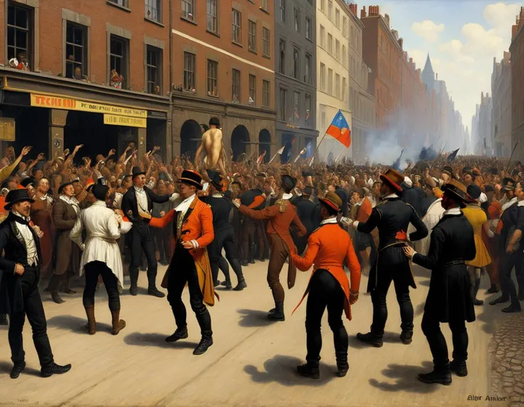 street parade, rave, techno,charriot, Albert Anker oil painting